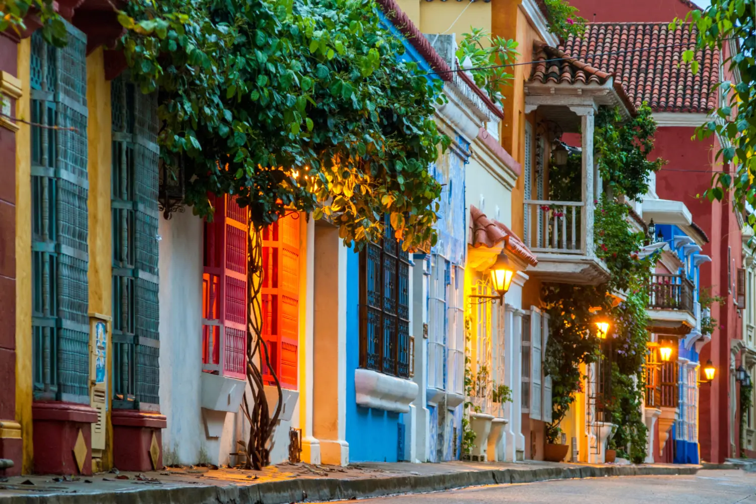 Les maisons colorées à Carthagène en Colombie