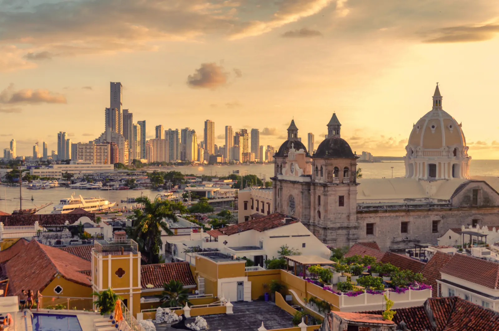 Vue aérienne sur la ville de Carthagène en Colombie