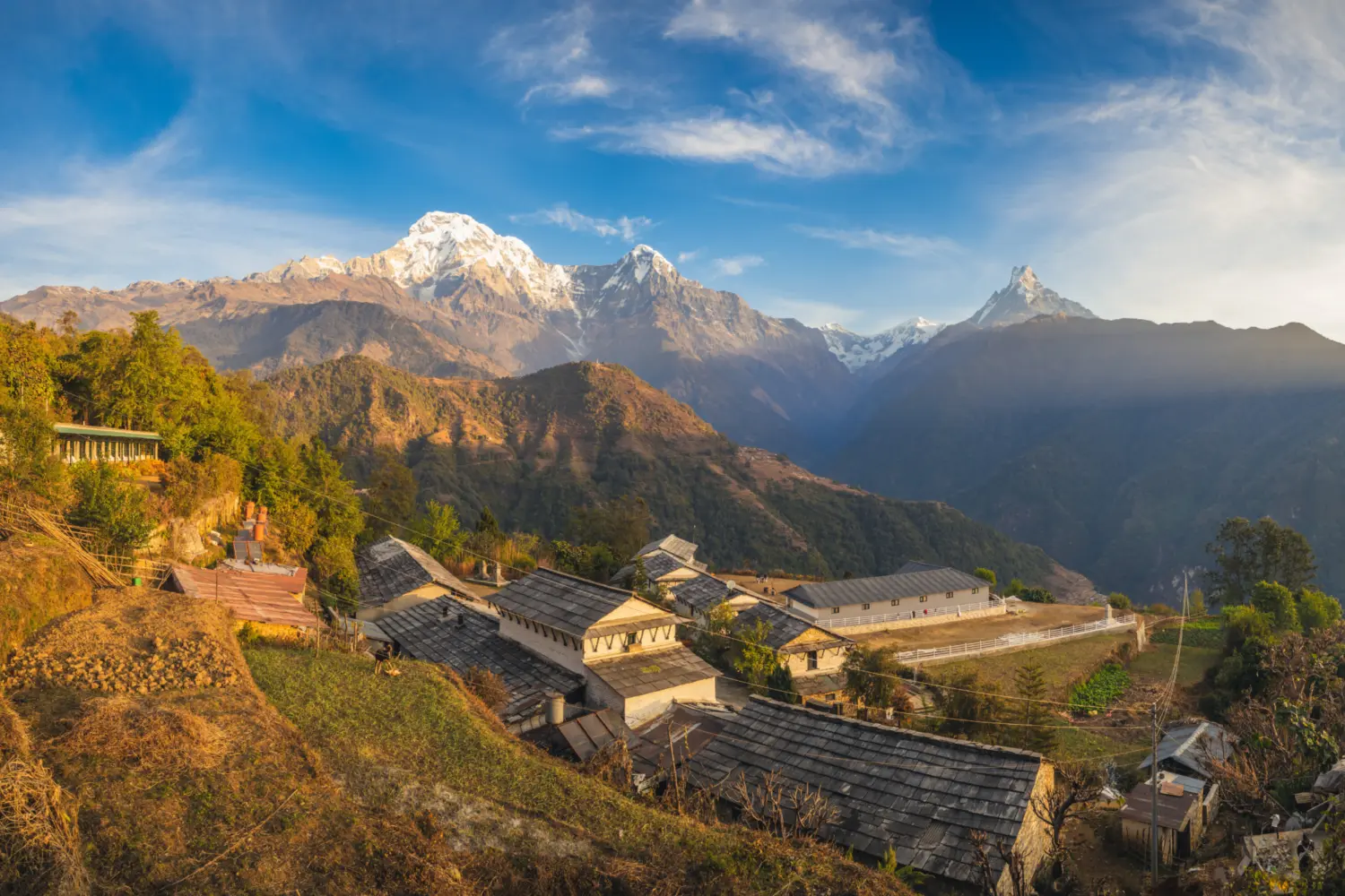 Village perché dans les montagnes de l'Himalaya