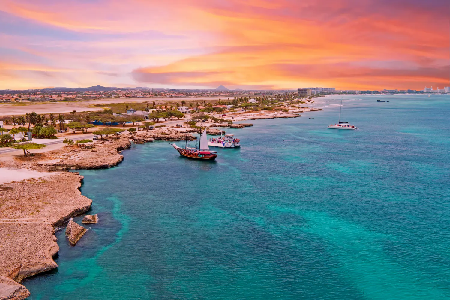 Vue de la mer et d'une plage à Aruba
