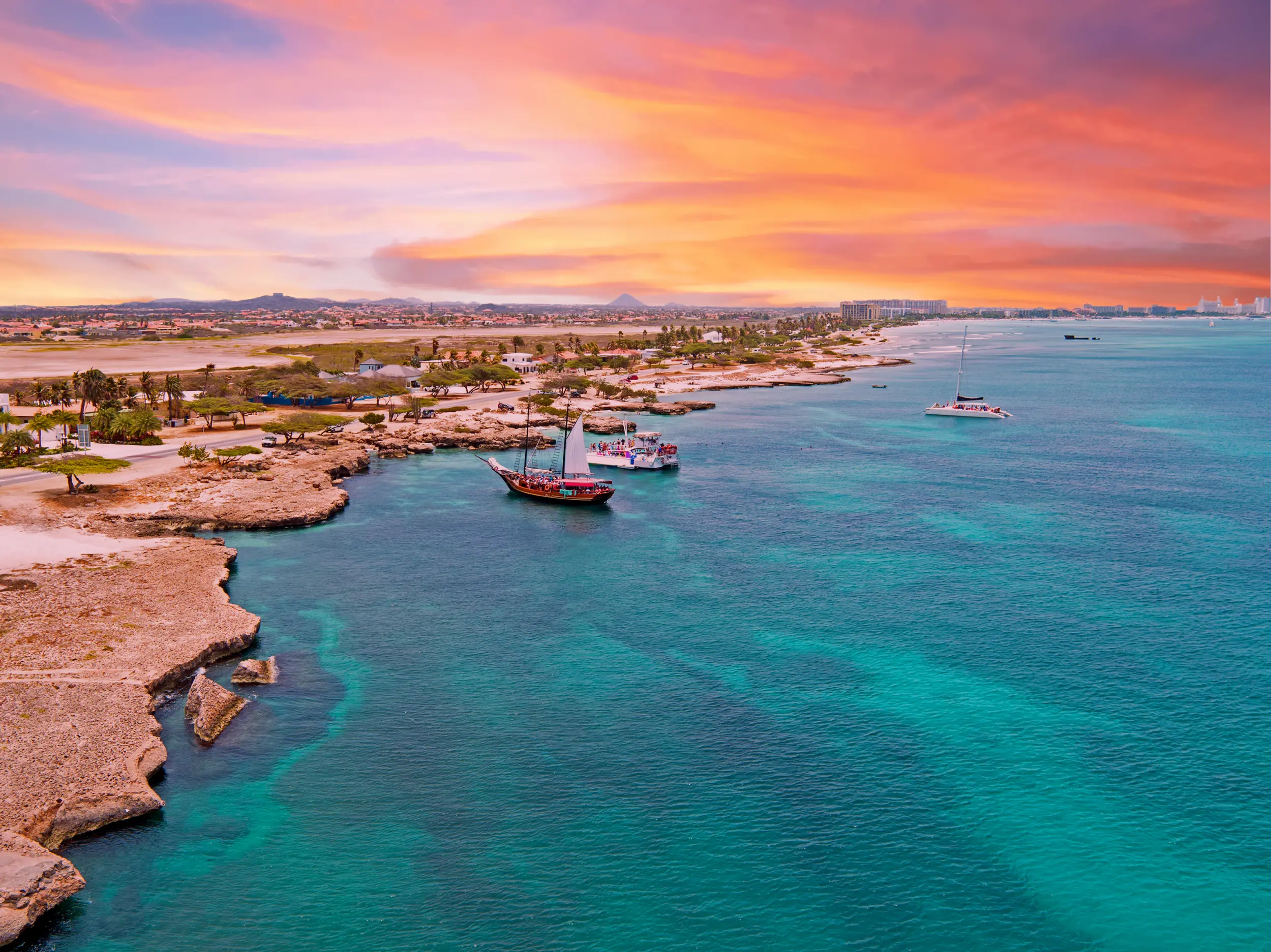 Vue de la mer et d'une plage à Aruba