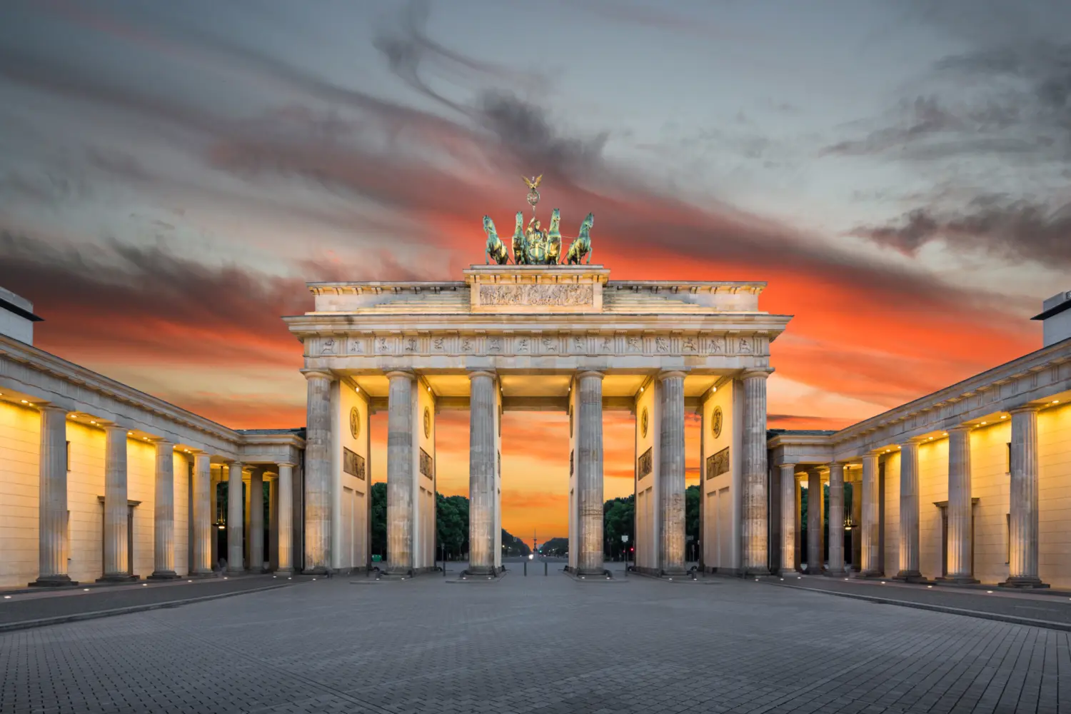 Vue sur la porte de Brandebourg à Berlin en Allemagne