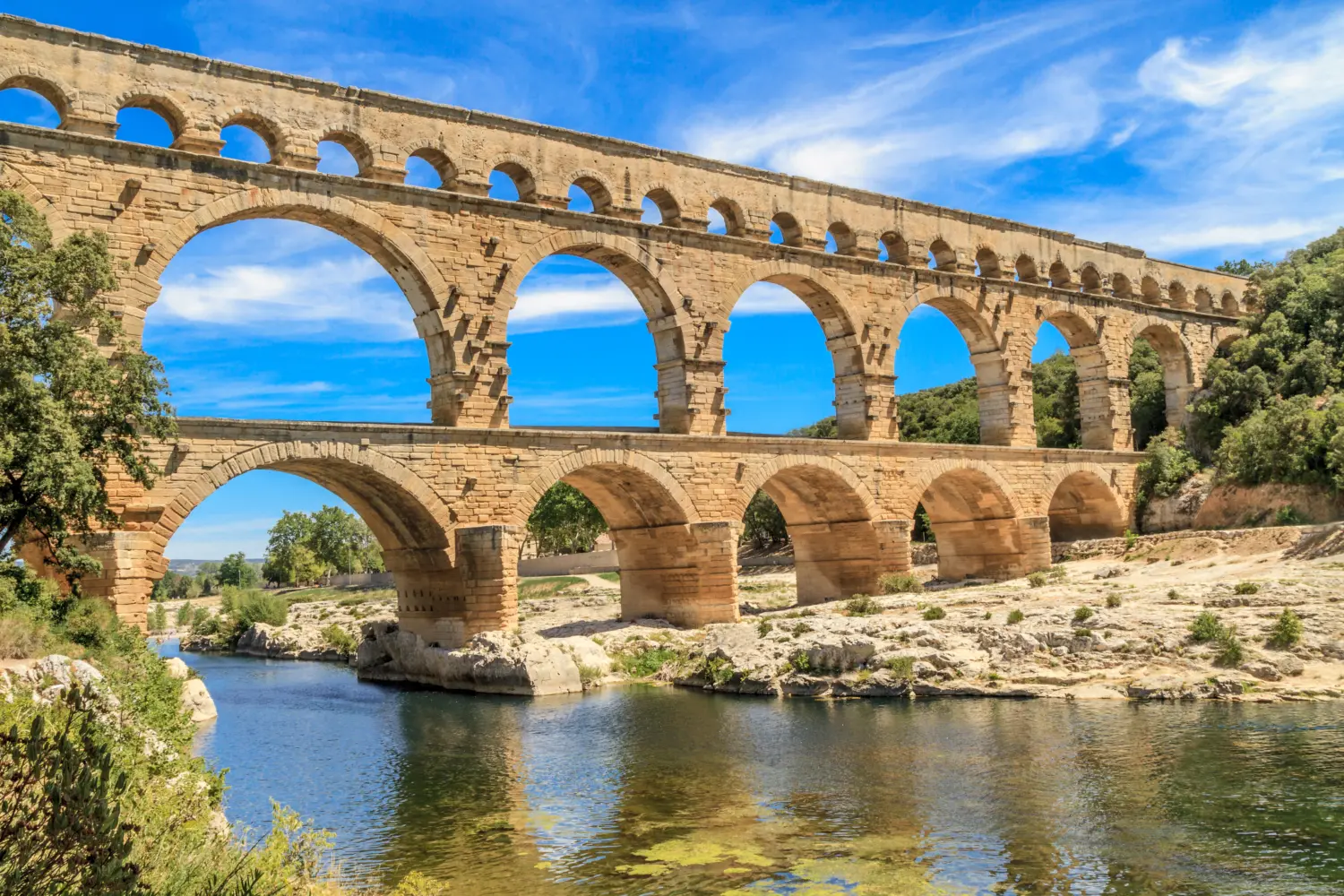 Vue sur le pont du Gard en France