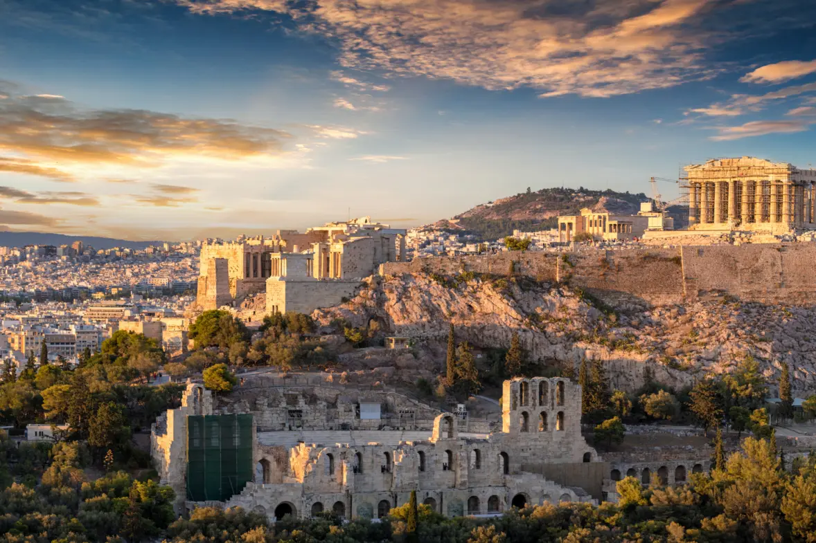 Vue sur la ville et l'Acropole d'Athènes en Grèce