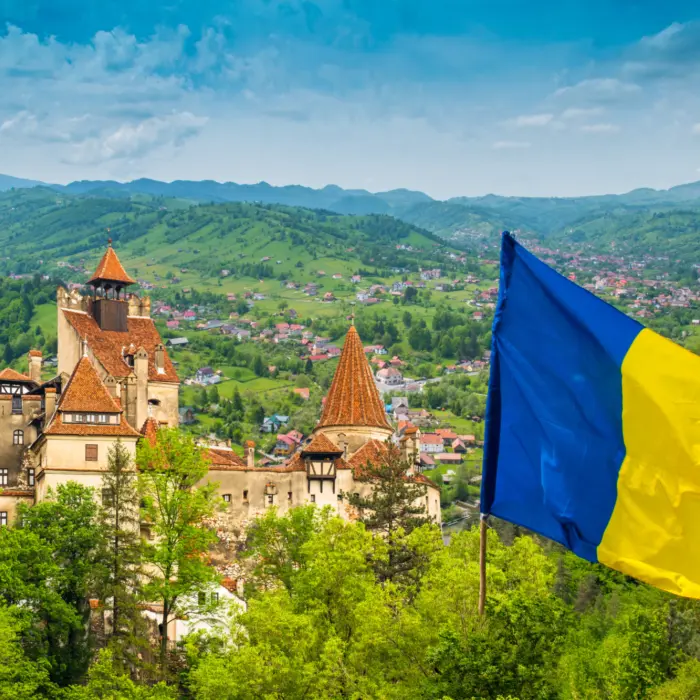 Vue sur le château de Bran dit "de Dracula" en Roumanie